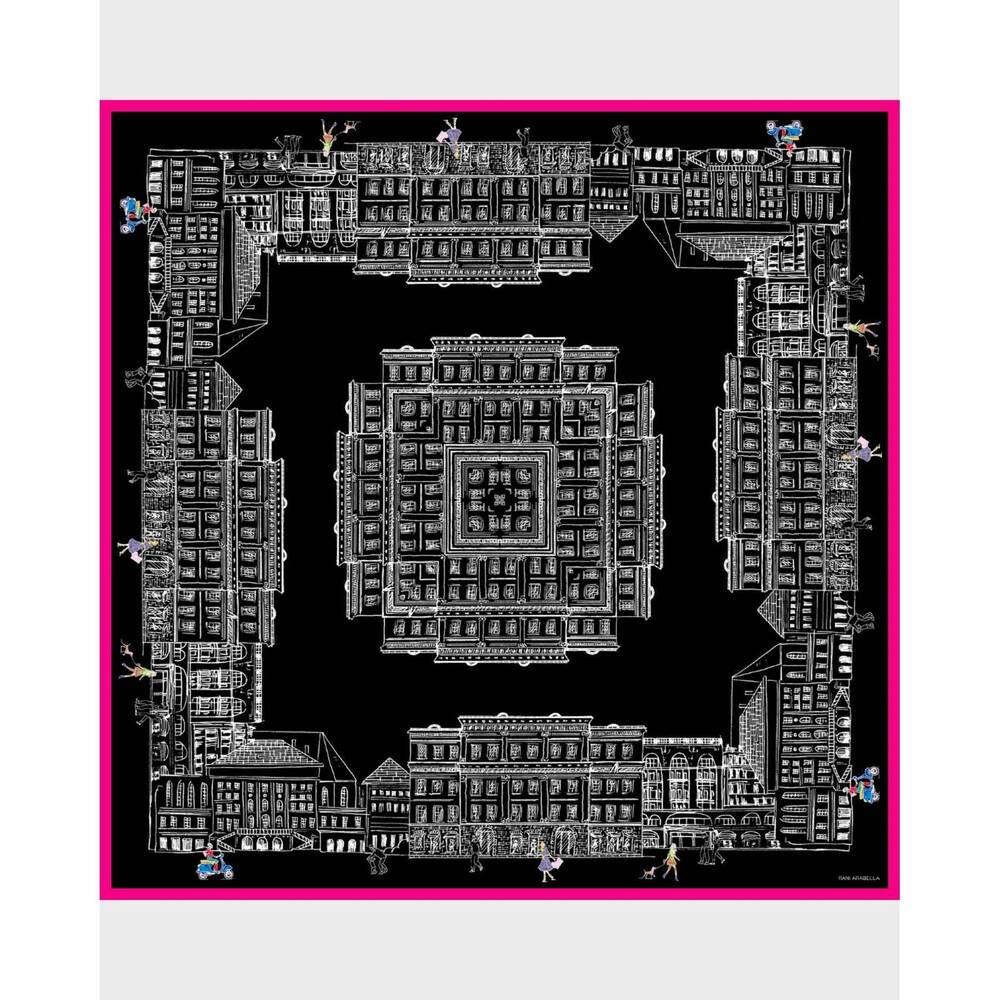 NEW RANI ARABELLA asti printed cashmere scarf in black